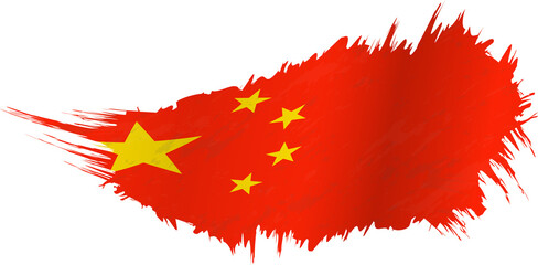 Flag of China in grunge style with waving effect.