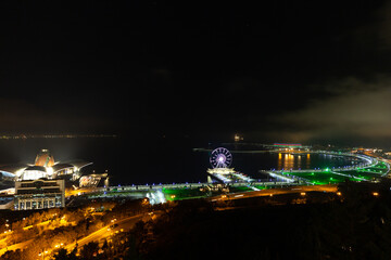 Fototapeta na wymiar Panoramic view from Nagorny park. Baku city, Azerbaijan.
