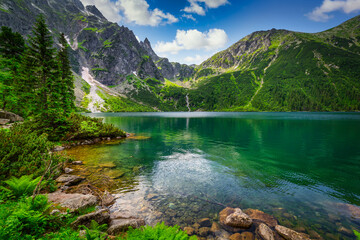 Amazing landscape of the Eye of the Sea Lake in Tatra Mountains, Poland