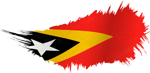 Flag of East Timor in grunge style with waving effect.