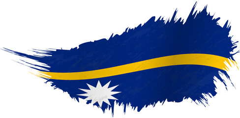 Flag of Nauru in grunge style with waving effect.