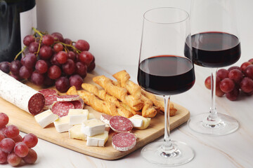 Red wine in a transparent white glass	