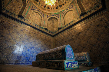 Colorful Building of Pahlavan Mahmoud Mausoleum in Khiva, Uzbekistan
