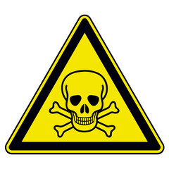  Skull danger sign, symbol isolated, triangle warning icon illustration.