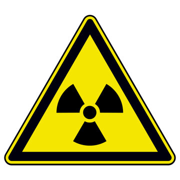 Radiation danger sign, symbol isolated, triangle warning icon illustration.