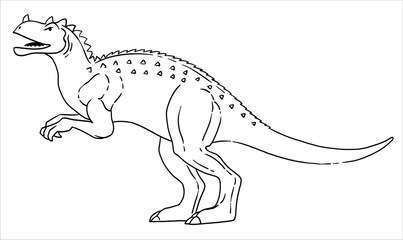 Allosaurus Dinosaur. Illustration in black and white style. The contour line. Vector for coloring.