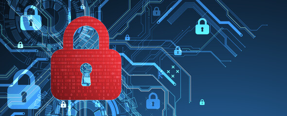 Data security Illustrates cyber data or information privacy idea. Color abstract  internet technology.