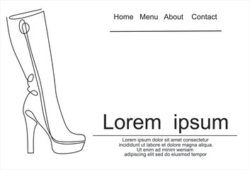 line drawing of womens boots.logo on white background