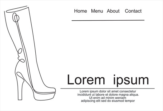 line drawing of womens boots.logo on white background