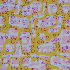 Seamless pattern made of rounded rectangular and circular shapes, with cloth texture, weaving threads of fabric, carpet, 3D rendering