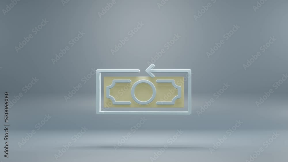 Aufkleber beautiful abstract money back with yellow light symbol icons on a blue background. 3d rendering illu