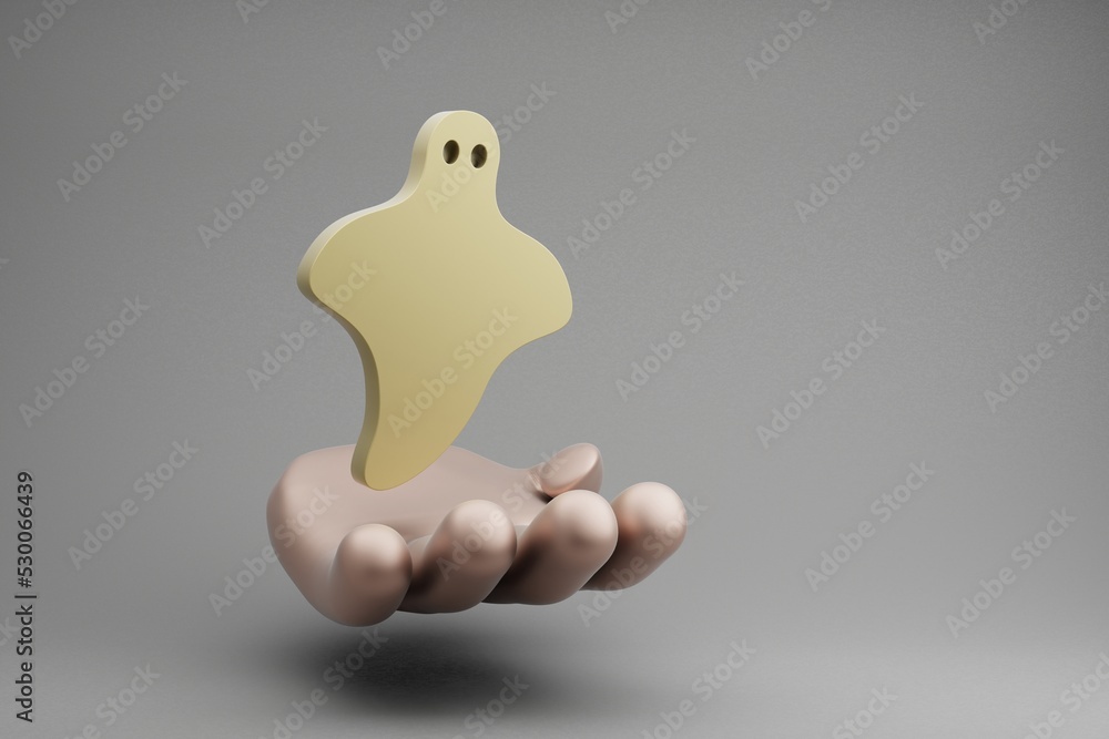Aufkleber beautiful abstract illustrations golden hand holding halloween ghost symbol icon on a gray backgroun
