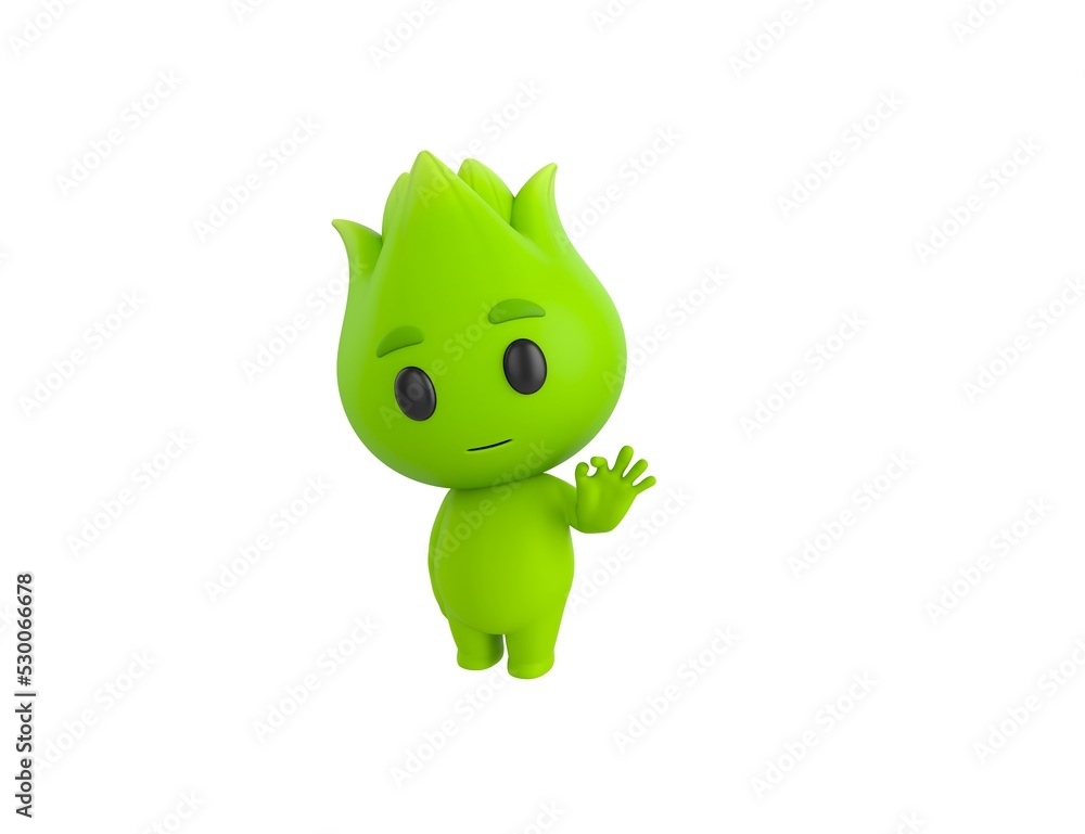 Sticker nature mascot character shows okay or ok gesture in 3d rendering.