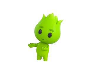 Nature Mascot character doing welcome gesture in 3d rendering.