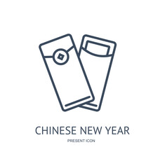 Chinese Lunar New Year Thin Line Icon Concept. Vector