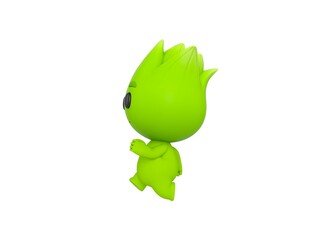 Nature Mascot character running to the left side in 3d rendering.