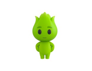 Nature Mascot character with hands on hip in 3d rendering.