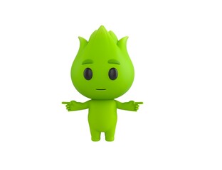 Nature Mascot character pointing finger two side in 3d rendering.