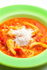 tripe and tomato soup with parmesan cheese