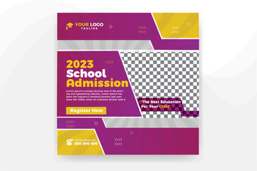 Creative School admission social media post banner template design