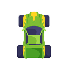 Racing Car, Green Monster Truck Isolated on White Background. Sport Automobile Top View, Transportation for Competition © Pavlo Syvak