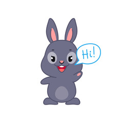 Cute black bunny say 