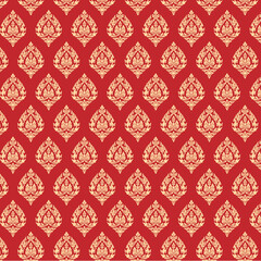 Fototapeta premium Thai pattern background of flower element. Asian traditional art design.