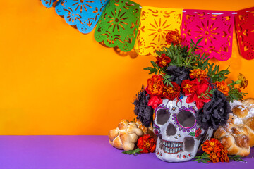 Spanish Mexican traditional holiday, autumn festival Day of the Dead (dia de los muertos)...
