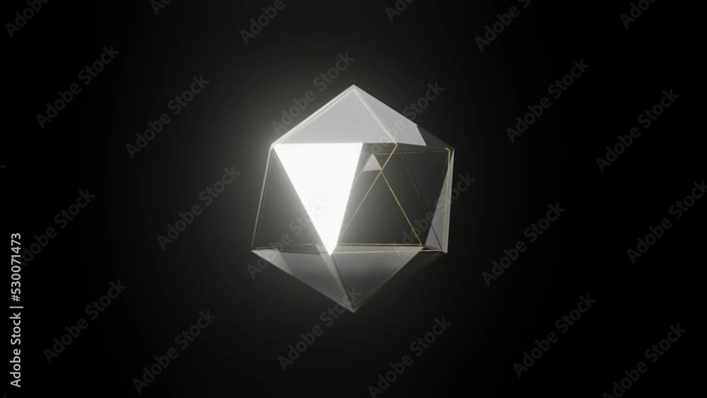 Aufkleber abstract 3d render structure with glass and golden elements. simple 3d motion graphic shape in dark 