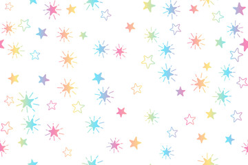Fototapeta na wymiar Rainbos color starts seamless vector pattern magic design. Shining pink blue yellow green stars cute childish vector endless ornament. Rainbow stars, happy starry childish seamless print pattern