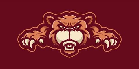 Grizzly bear logo mascot cartoon illustrations