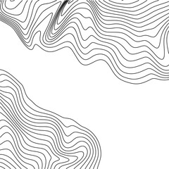 Abstract black and white topographic contours lines of mountains. Topography map art curve drawing. vector .