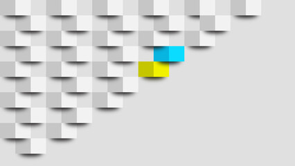 Web Abstract white background. With blue and blue cube. Architecture.