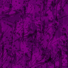 A seamless pattern with monochrome paint splatters on a violet background.