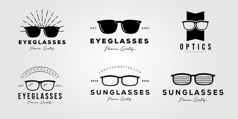 set of sunglasses or eyeglasses or spectacle logo vector illustration design.