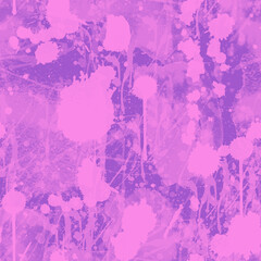 Obraz premium A seamless pattern with monochrome paint splatters on a pink background.