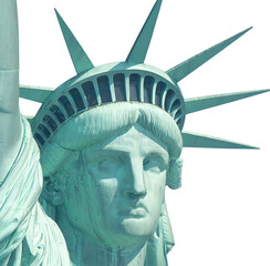 Statue of liberty. Close Up on face and crown.