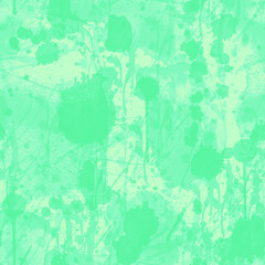 A seamless pattern with monochrome green paint splatters on background.