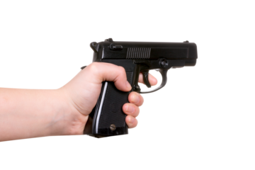 hand holding gun isolated