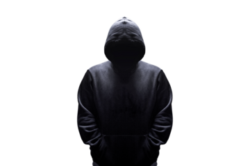 man in hood silhouette isolated