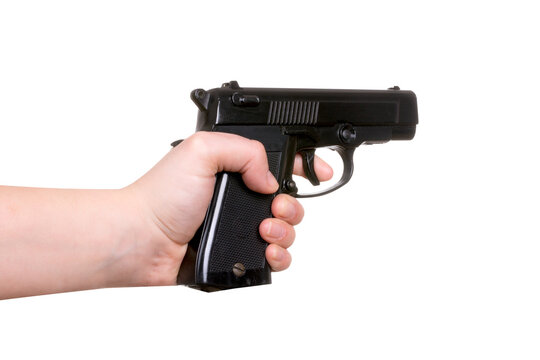 hand holding gun isolated
