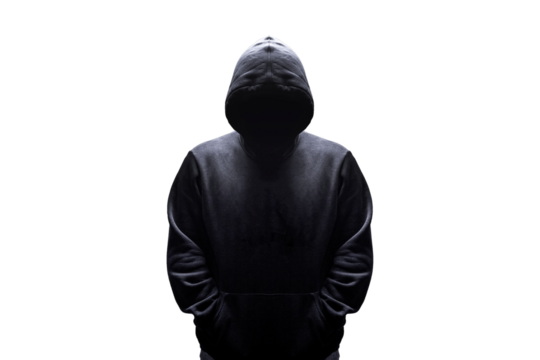 man in hood silhouette isolated