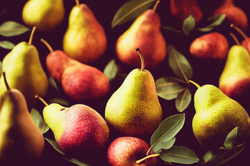 3d illustration of realistic beautiful pears fruit with stunning composition and lighting