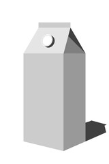 Monochrome paper box template. Milk, beverage box icon. Beverage paper box mock-up illustration. Vector.