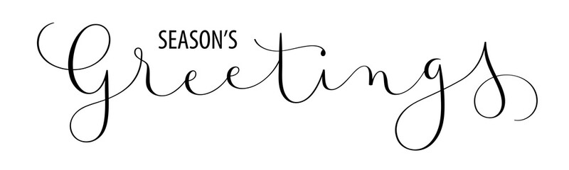 SEASONS'S GREETINGS black vector brush calligraphy banner © HowLettery Studio