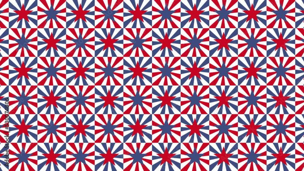 Aufkleber grid with animated stars in various colors. trendy animated seamless loop with a patriotic theme. fo