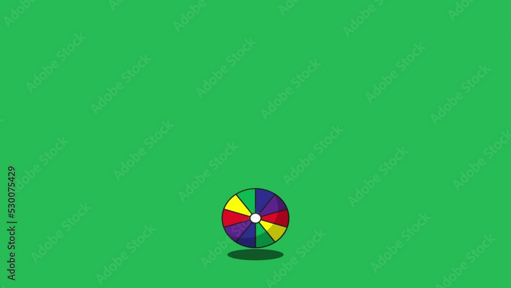 Poster bouncing beach ball on a green background. sport flat design style simple animation. seamless loop s