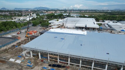 Kuching, Sarawak Malaysia - September 12th 2022: The Samajaya Light Industrial Zone where all the major electronics, solar and semiconductor plants are located