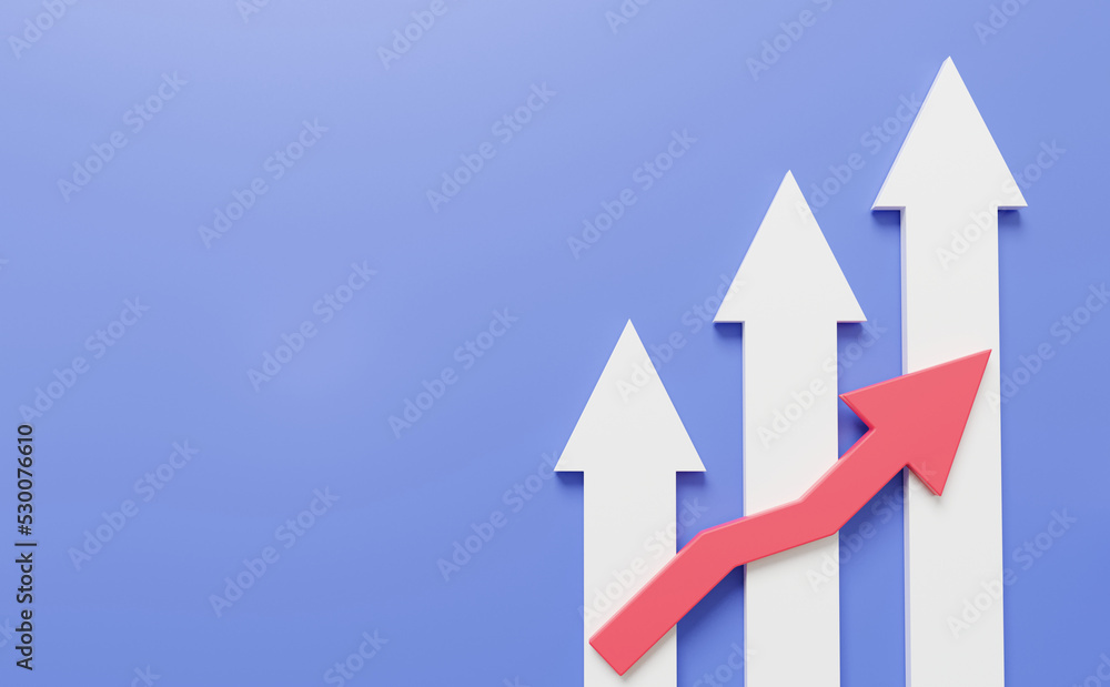 Poster progress graph stock market to investment business development concept. rising arrow data analytics 