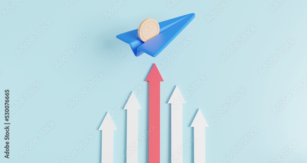 Poster 3d growth business statistics finance chart graph analytics optimization development investment. blu